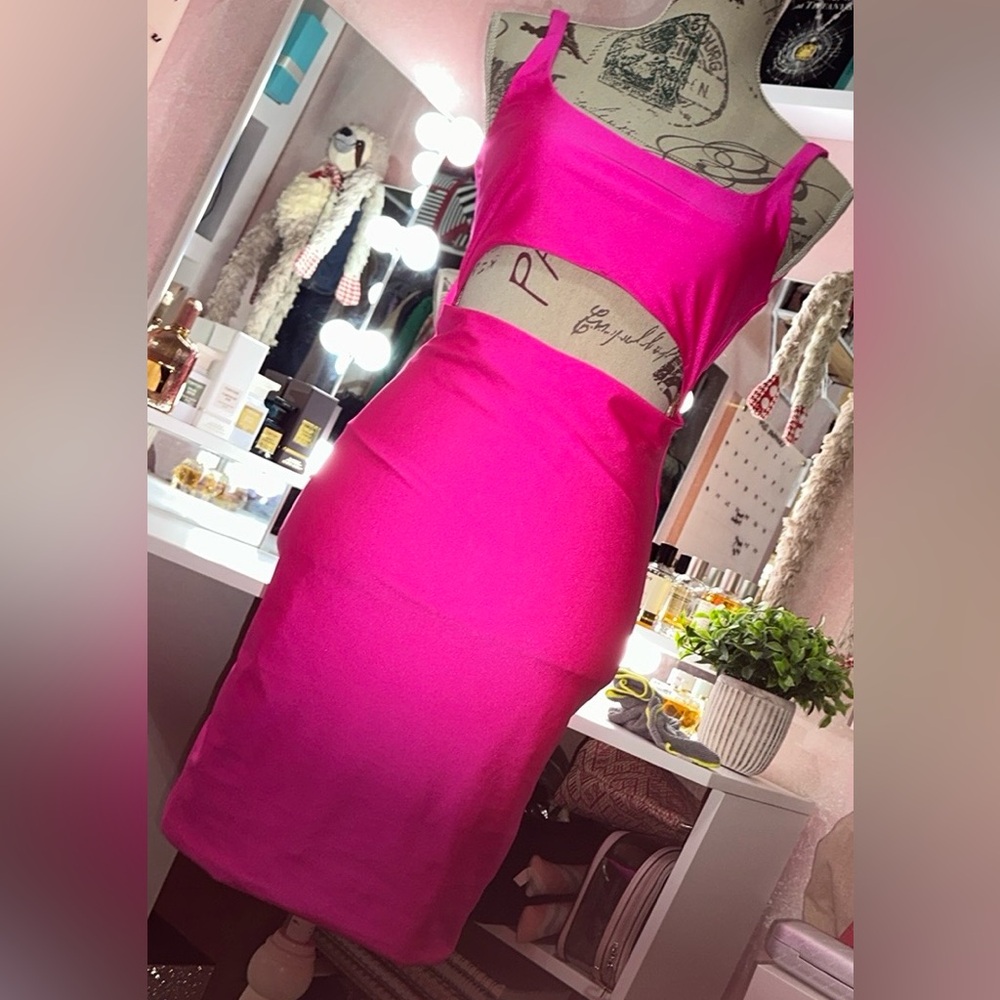 Meshki Hot Pink Cutout Mini Dress